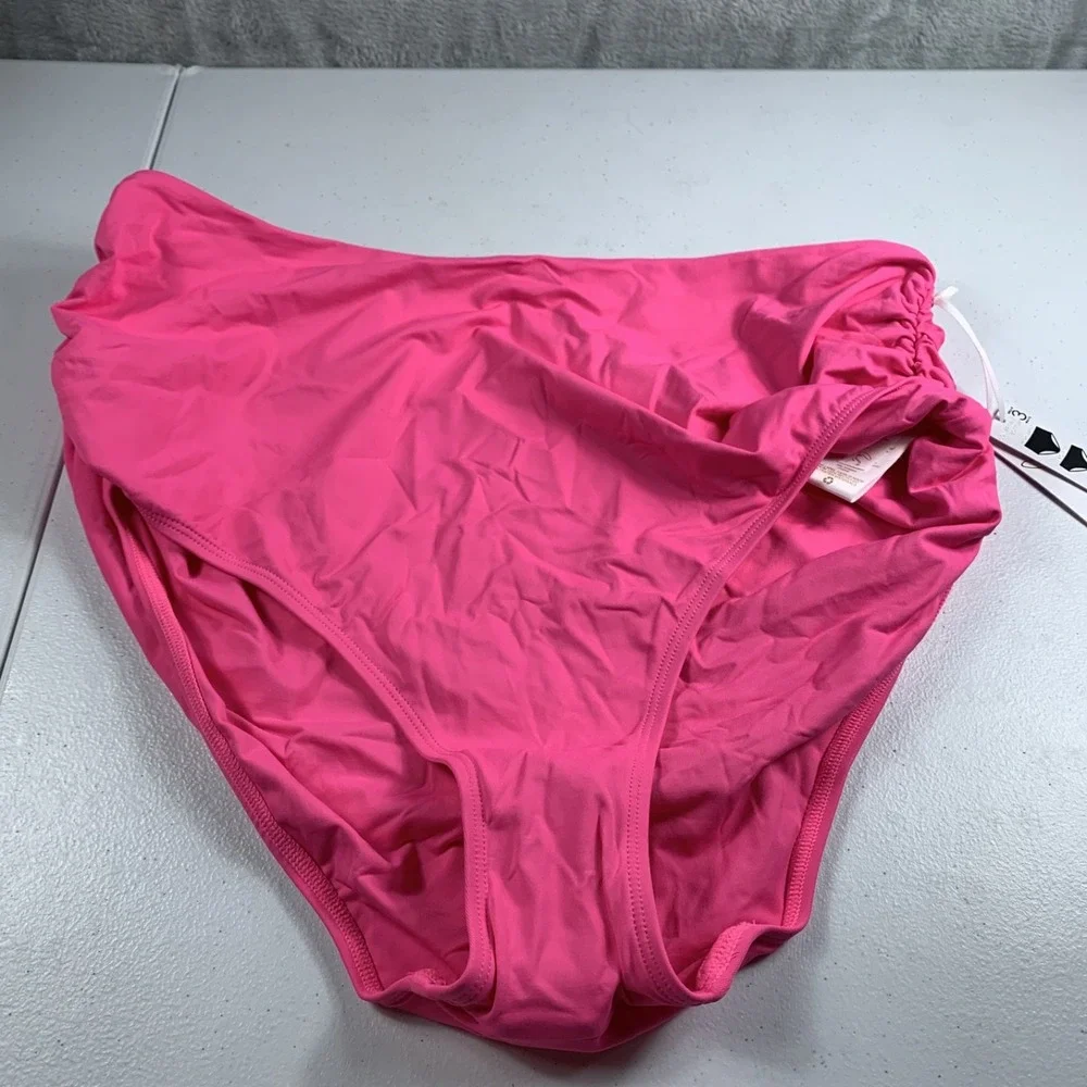 Anne Cole Womens Swim Bikini Bottoms Size 20W Pink Shirred 3-Way Convertible NWT